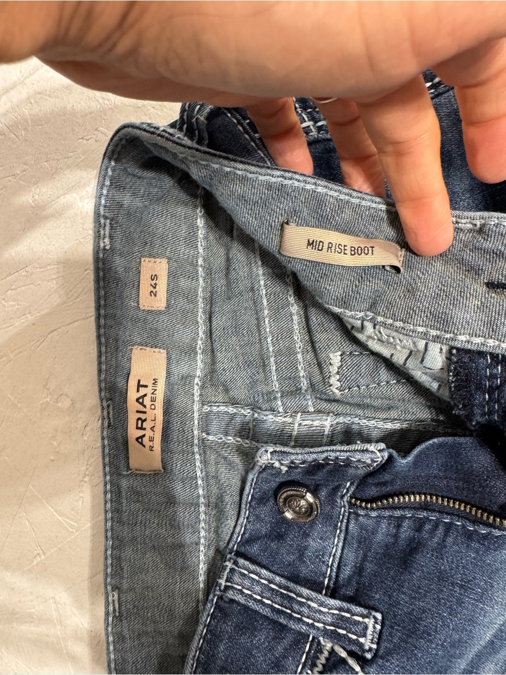 Ariat Women's Dark Blue Bootcut Jeans with Embroidered Pocket - Picture 3 of 3